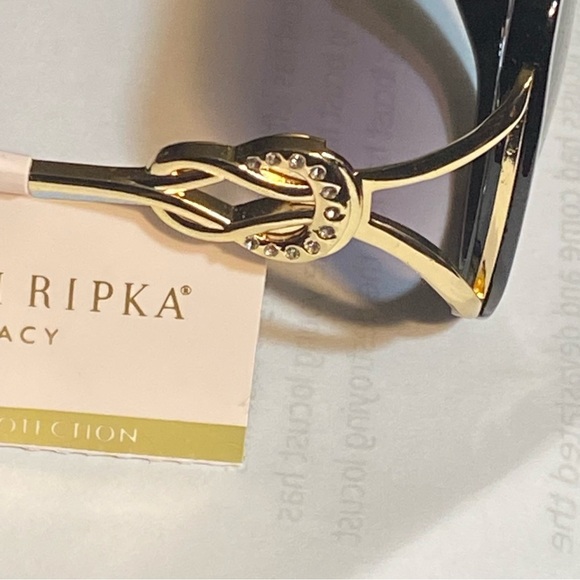 Judith Ripka Legacy New Large Frame Protection Black & Gold Sunglasses - Picture 6 of 7